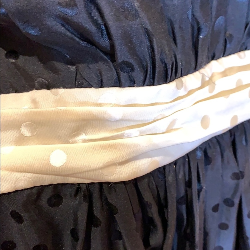 MILLY VNTG black/cream silk dress w/bow/cummerbund - Picture 3 of 8
